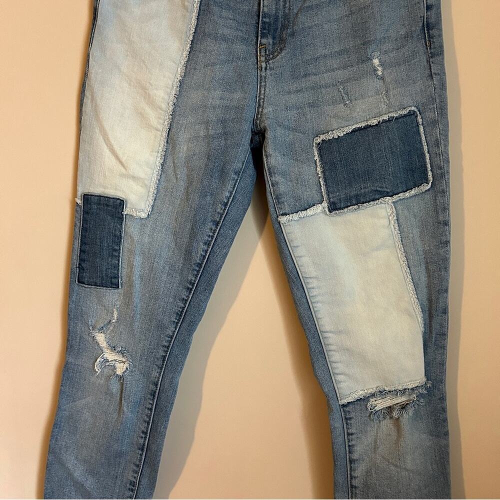 GAP Light Wash Distressed Rips Patchwork Mid-Rise… - image 6